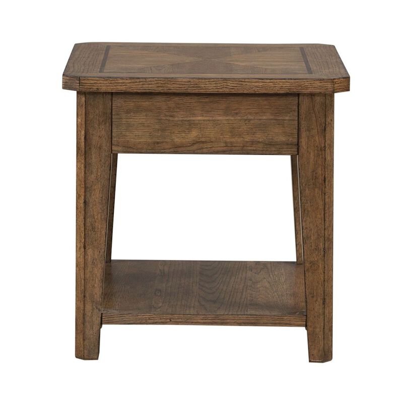 Liberty Furniture Carolina Park End Table for Living Room - Amber Brown Oak image number 2