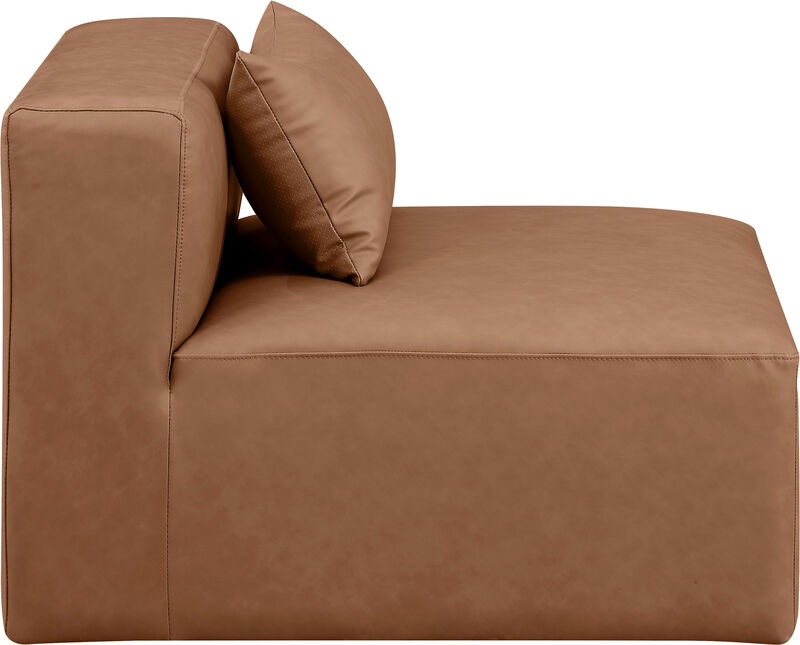 Meridian Furniture Cube Brown Vegan Leather Armless Chair