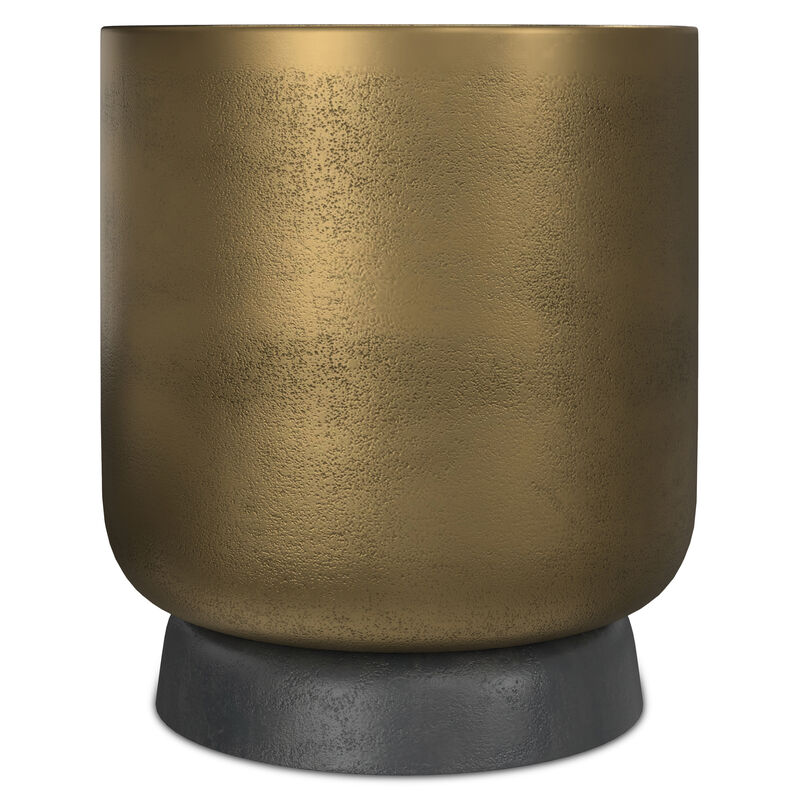 Cody Contemporary 16 inch Wide Cast Aluminum Side Table in Antique Brass/Antique Bronze, Fully Assembled