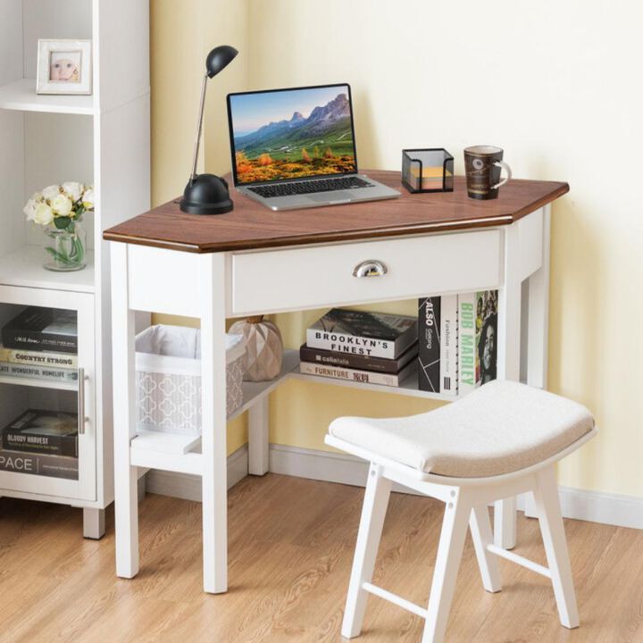 Hivvago Corner Wooden Piece Laptop Computer Desk
