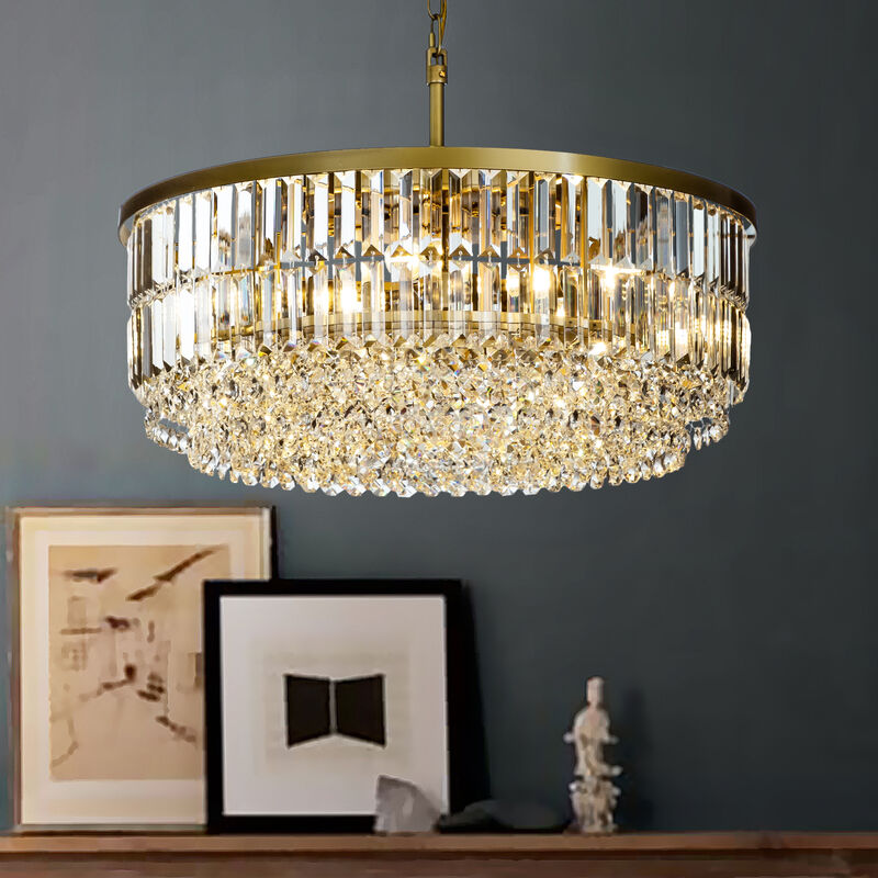 5 Lights 24" Traditional Gold Chandelier With Clear Crystal Accents image number 1