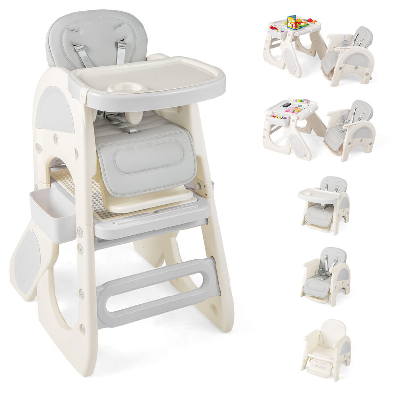 Adjustable Baby High Chair with Double Layer Tray and Reclining Backrest image number 3