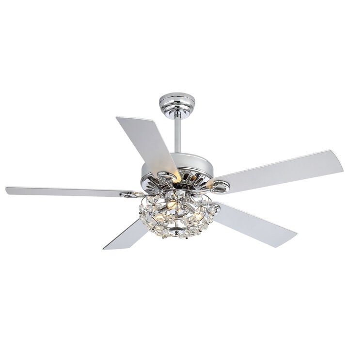 Breezary 52" Ceiling Fan with Light, 5 Blade, 6-Speed DC Motor, Quiet Downrod Mount, Timer, Remote Control