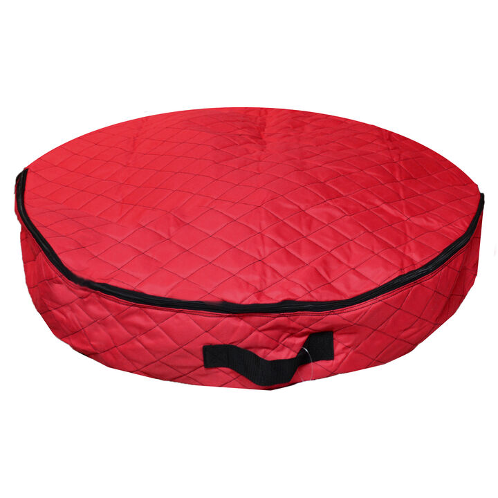36” Red Premium Quilted Christmas Wreath Storage Bag