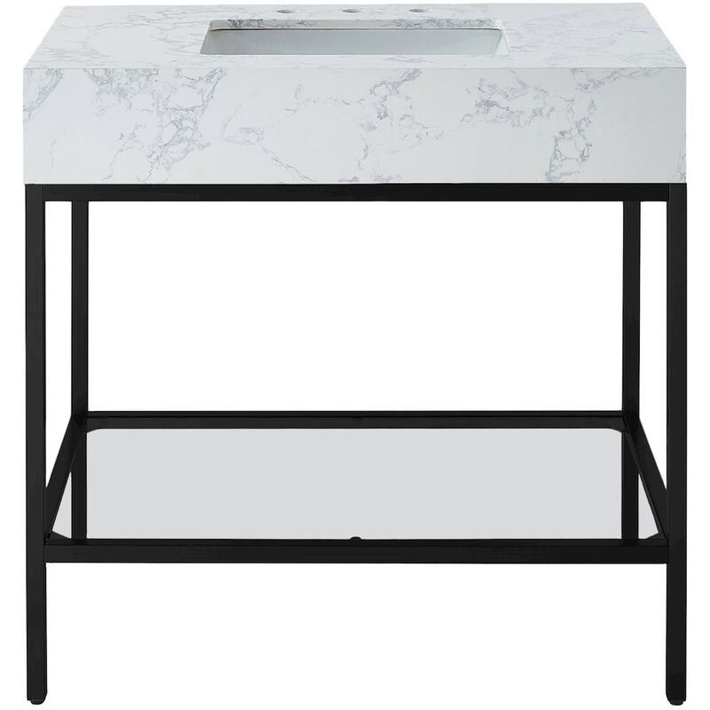 Meridian Furniture Marmo White Engineered Marble Bathroom Vanity