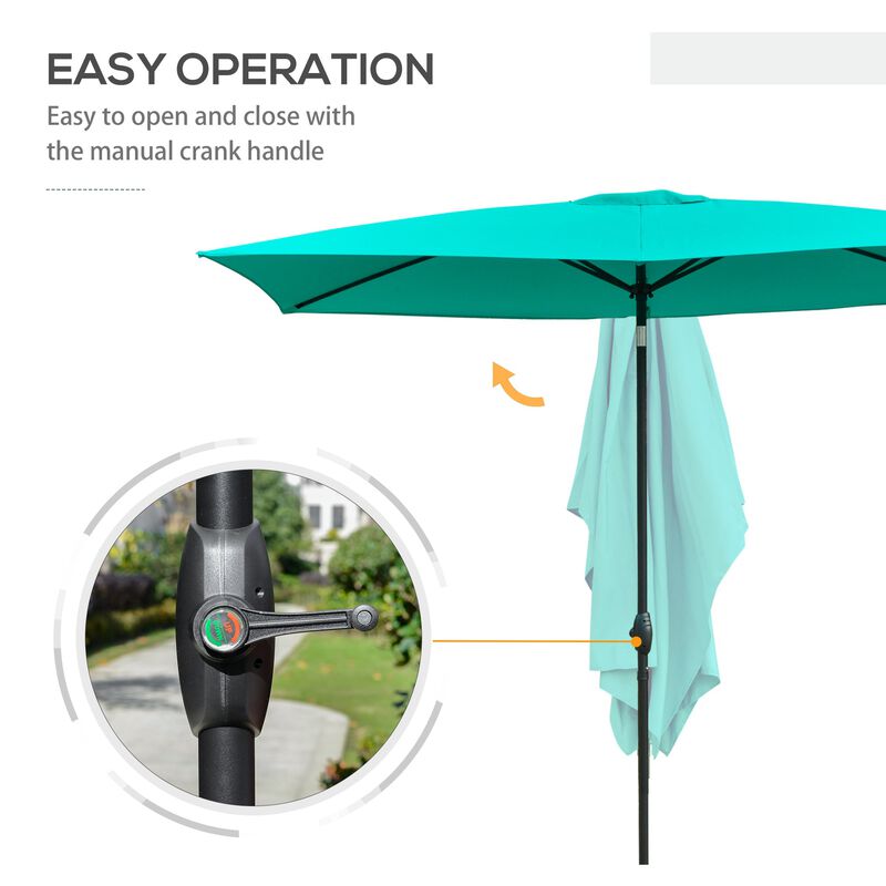 Teal Garden Canopy: 6.6x10 ft Rectangular Patio Umbrella