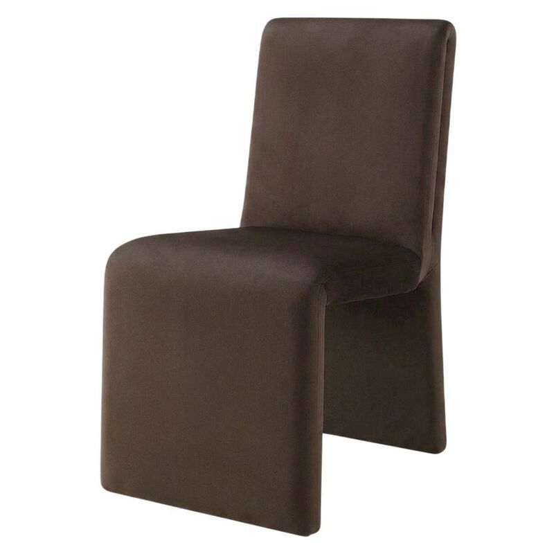 Upholstered Performance Velvet Dining Side Chair, Chocolate image number 1