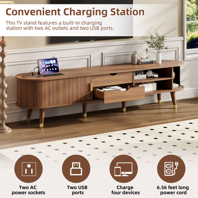 Glucub Oval Fluted TV Stand image number 5
