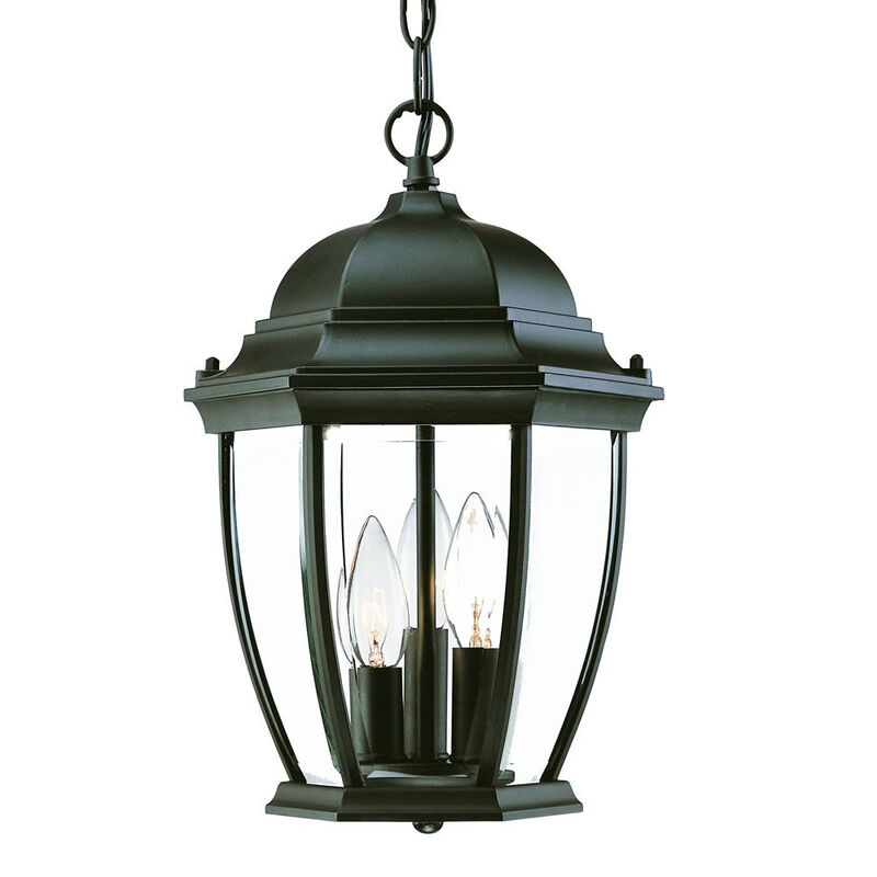 Hivvago Three Light Matte Black Wide Lantern Hanging Light