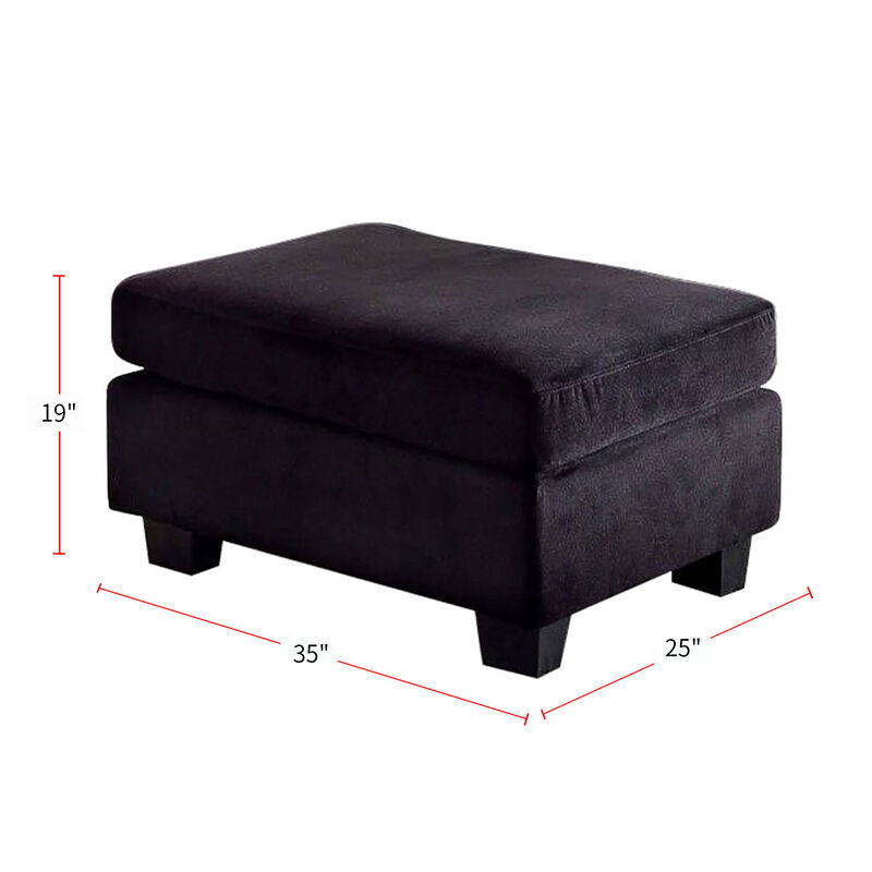 Flannelette Living Room Ottoman, Black image number 2