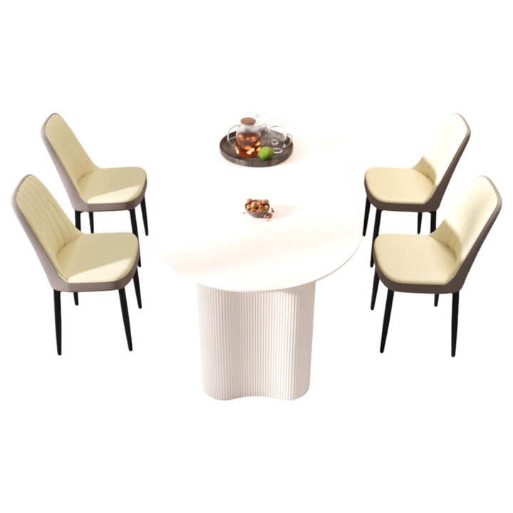 4-Piece MDF Dining Table and PU Chair Set for Modern Dining Spaces