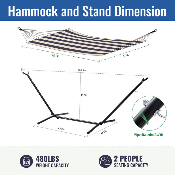 EchoSmile 6.5 ft. Hammock Bed with Detachable Stand