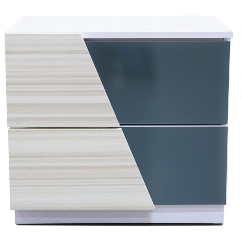 Best Master Furniture Best Master Manchester 2-Drawer Poplar Wood Bedroom Nightstand in Zebra/White