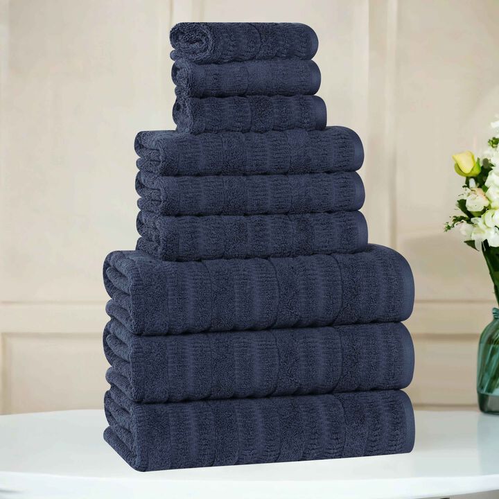Viscose Cotton Blend Ribbed Bath Towel Set for Bathroom Decor