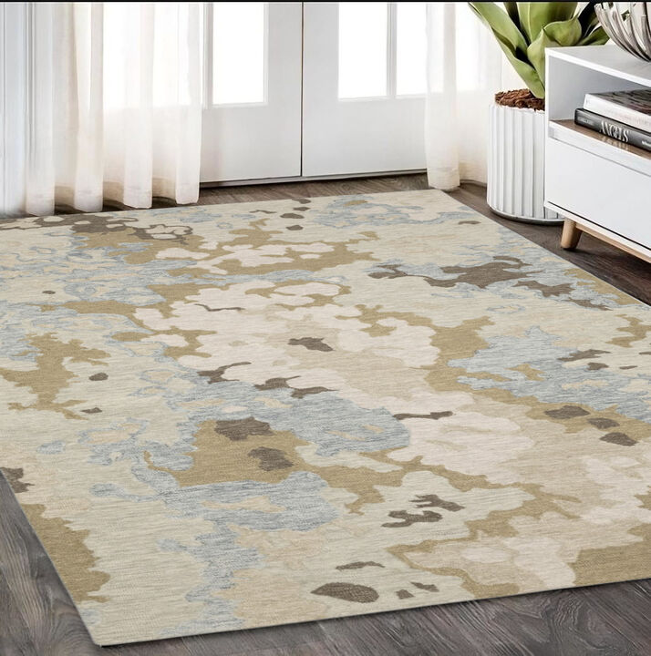 HomeRoots Wool Abstract Hand Tufted Area Rug