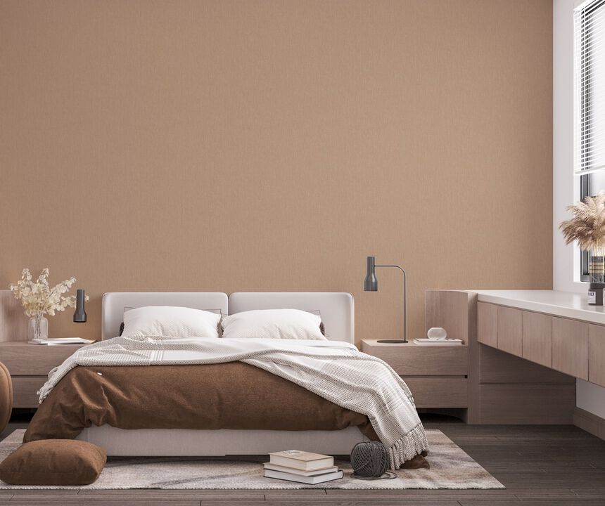 Eden Linen Bronze Brown Wallpaper EN3396614