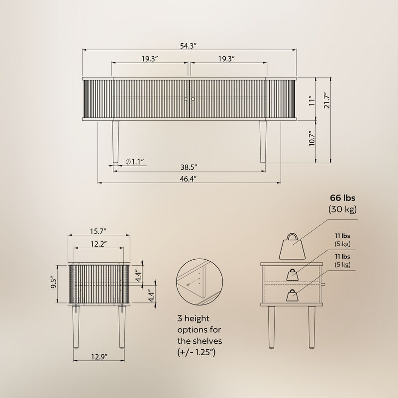 SLIDDO 55 TV Stand with storage.