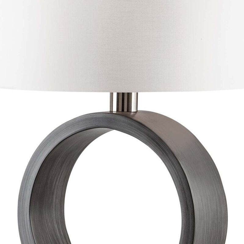 NOVA OF CALIFORNIA Tracey Ring Table Lamp - 24&Prime;, Charcoal Gray, Brushed Nickel, On/Off Switch