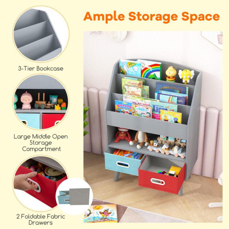 Hivvago Kids Bookshelf with Open Compartment for Toddlers 3+ Years Old