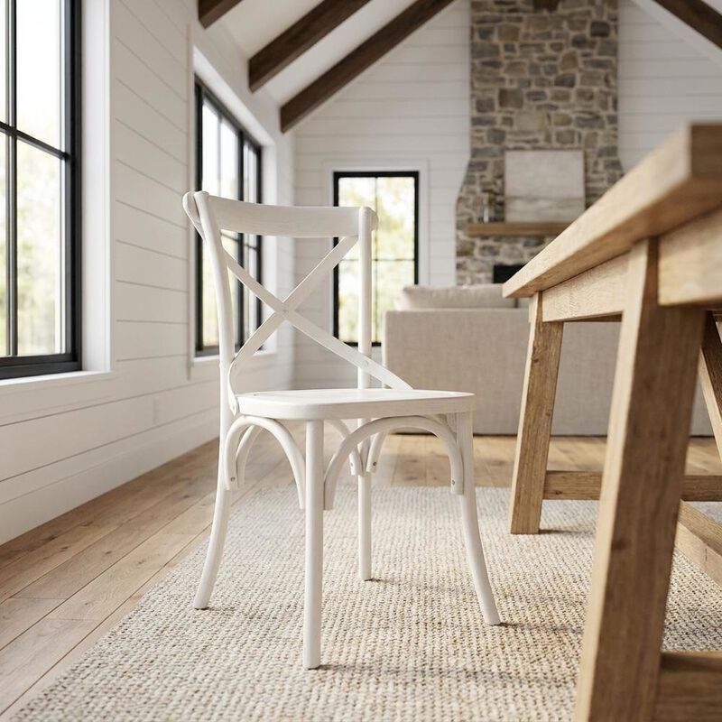 Solid Wood Dining Side Chair with Cushioned Seat for Dining Room, White image number 5