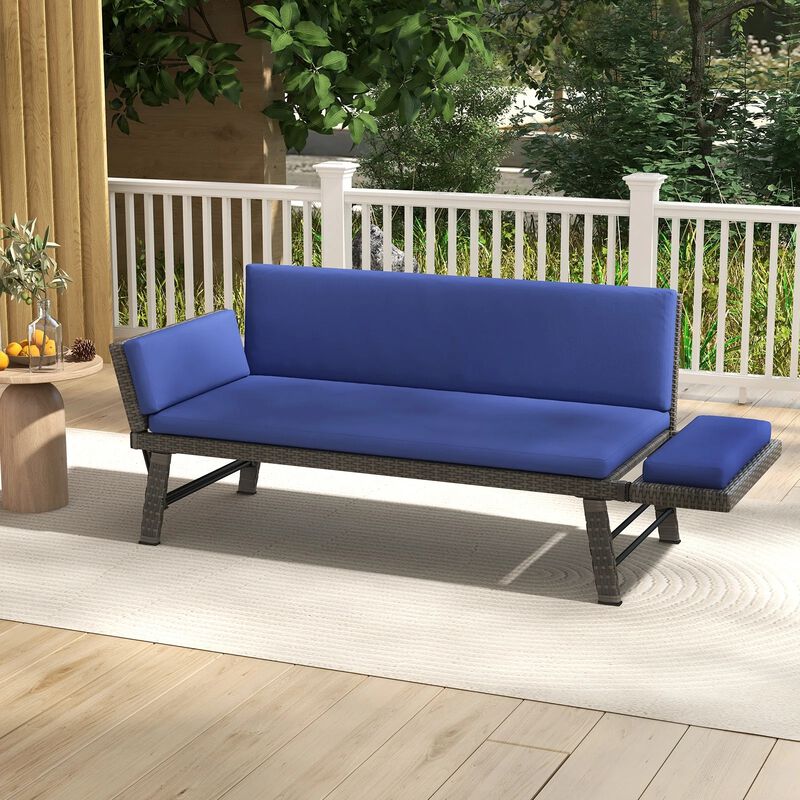 Mondawe Outdoor Convertible Sofa Daybed with Adjustable Armrests for Balcony