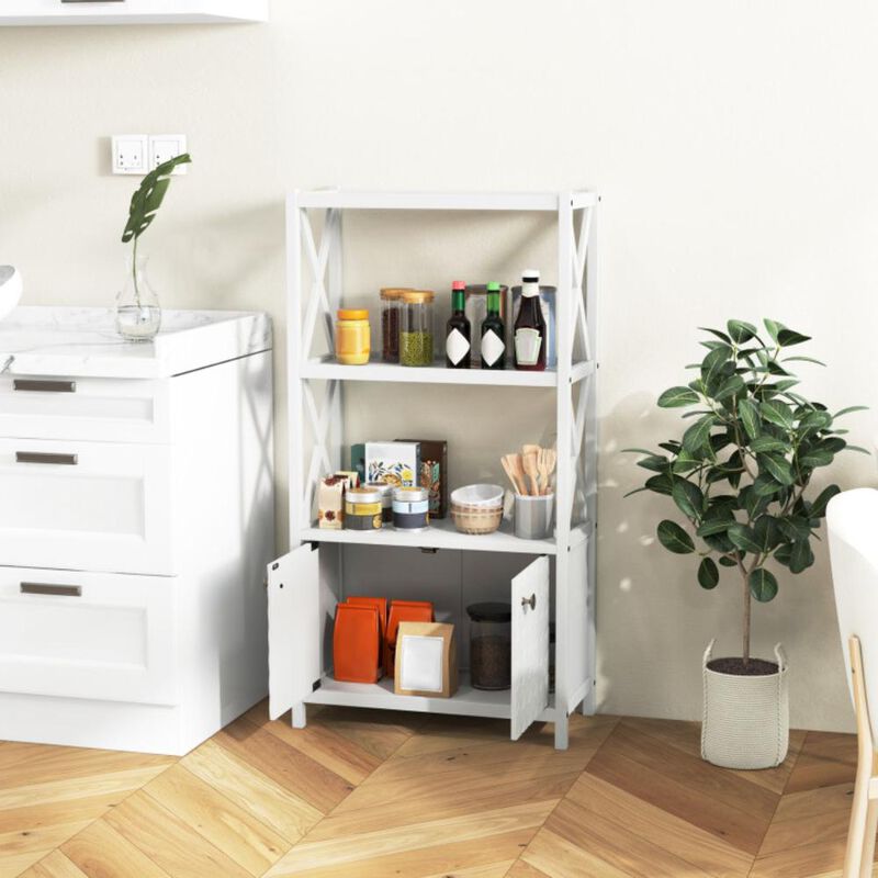 Hivvago Bathroom Storage Cabinet with Open Shelves and Double Doors