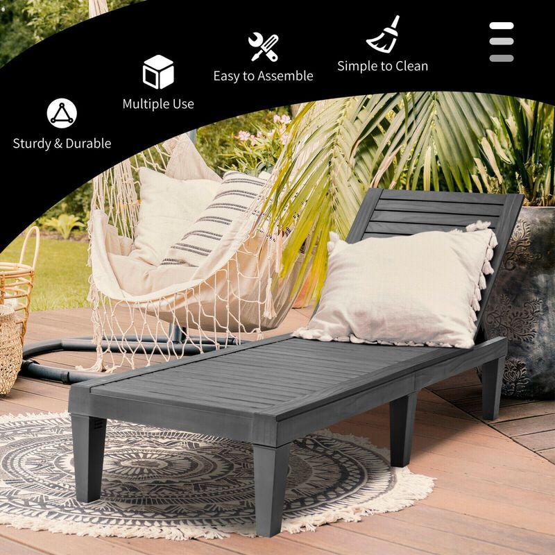 Set of 2 Patio Chaise Lounge Chairs with 5-Level Adjustable Backrest image number 4
