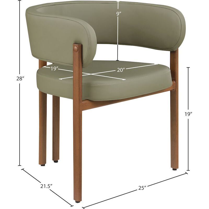 Meridian Furniture Gideon Olive Green Vegan Leather Dining Chair, Set of 2