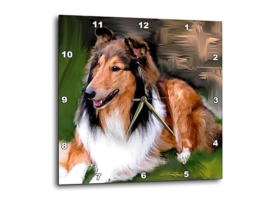 Rough Collie Wall Clock 10 Inch Home Decor