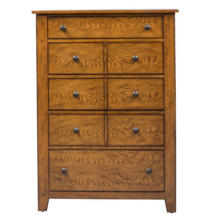 Liberty Furniture Grandpas Cabin 5 Drawer Chest in Aged Oak