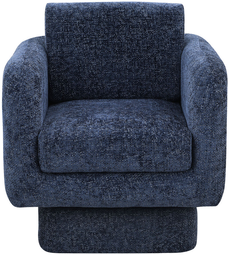 Meridian Furniture Alessandra Navy Chenille Fabric Swivel Accent Chair