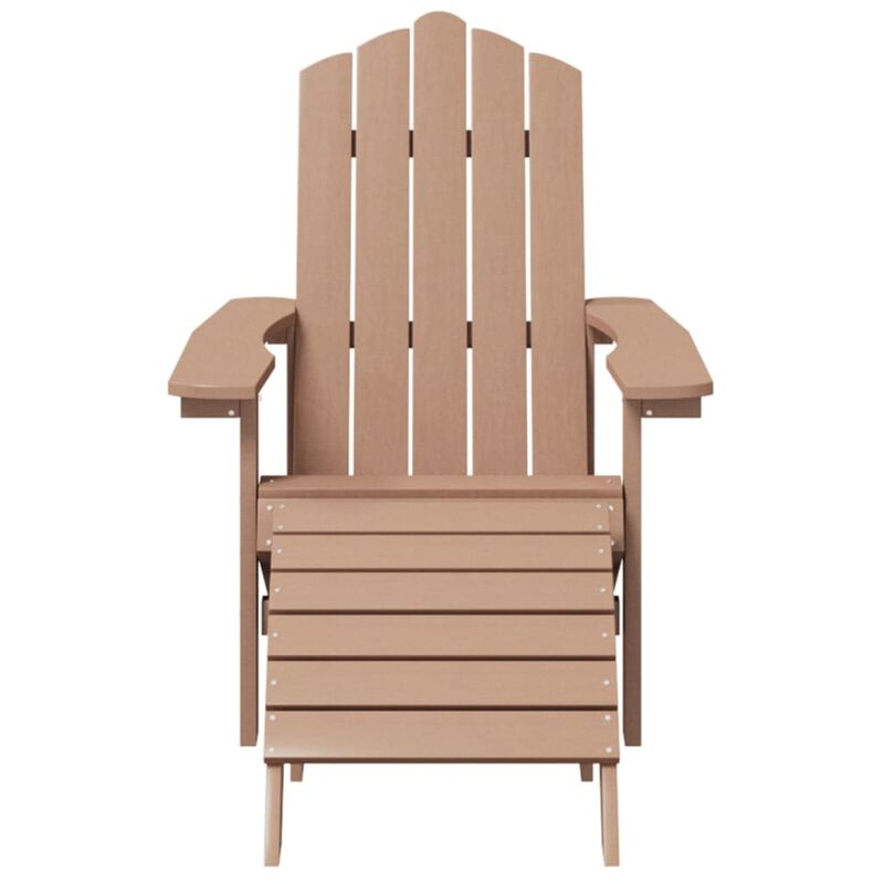 vidaXL Adirondack Chair 2 Pcs, Outdoor Adirondack Chair Weather Resistant with Footstool, Lawn Chair for Patio Porch Garden Backyard Deck, HDPE Brown