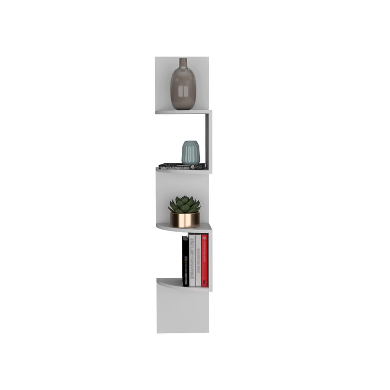 Roy Corner Floating Shelf, Modern 4-Tier Display, Black