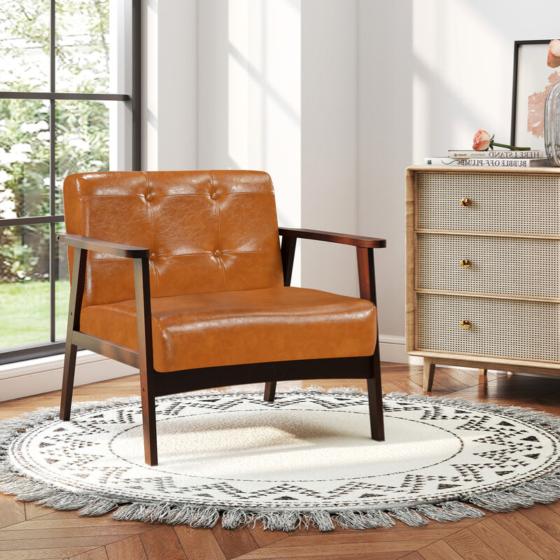 Living Room Accent Chair with Solid Rubber Wood Frame and Comfortable Armrests image number 7