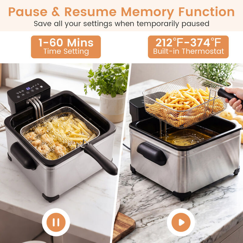 3 Basket Electric Deep Fryer with 1700W Power LED Touchscreen and 6 Preset Settings image number 5