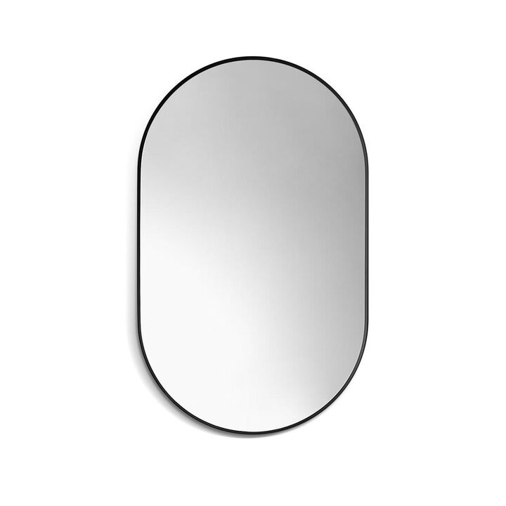 Altair Ispra 36 Oval Bathroom/Vanity Matt Black Aluminum Framed Wall Mirror