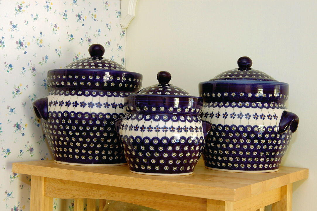 Blue Rose Polish Pottery Nature Large Container