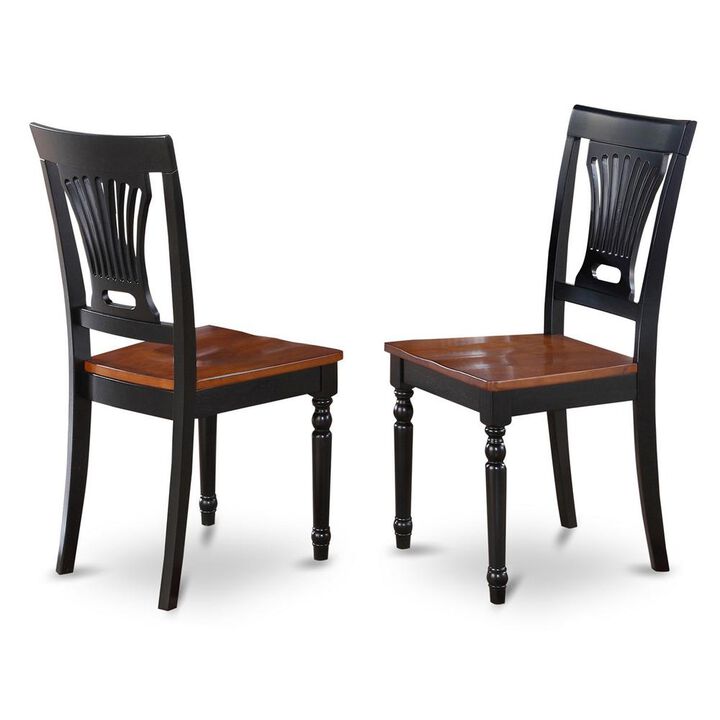 Plainville Kitchen dining Chair with Wood Seat - Black & Cherry Finish., Set of 2