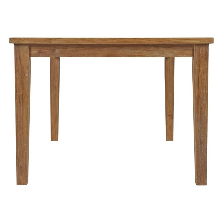 Teak Outdoor Patio Dining Table with Weather-Proof Finish and Slim Top