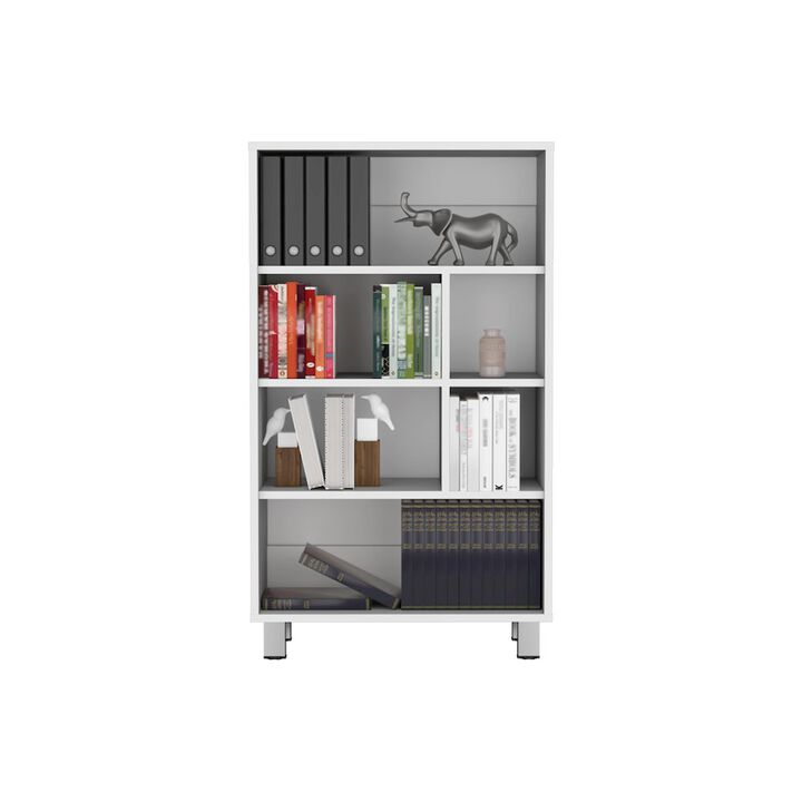 Akiak Bookcase, 6 shelves, 4 legs, White