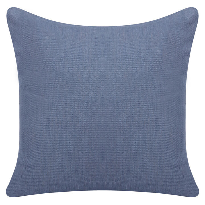 HomeRoots 20" Blue Cotton Throw Pillow With Buttons