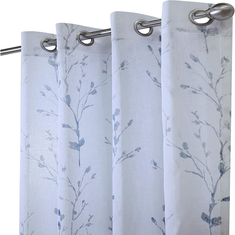 Commonwealth Primavera Style Panel Printed Floral Curtain, White