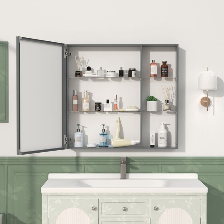 ELEMENT ACE Surface Mount Medicine Cabinet with Mirror Storage Adjustable Shelves Aluminum Framework Bathroom Storage Solution
