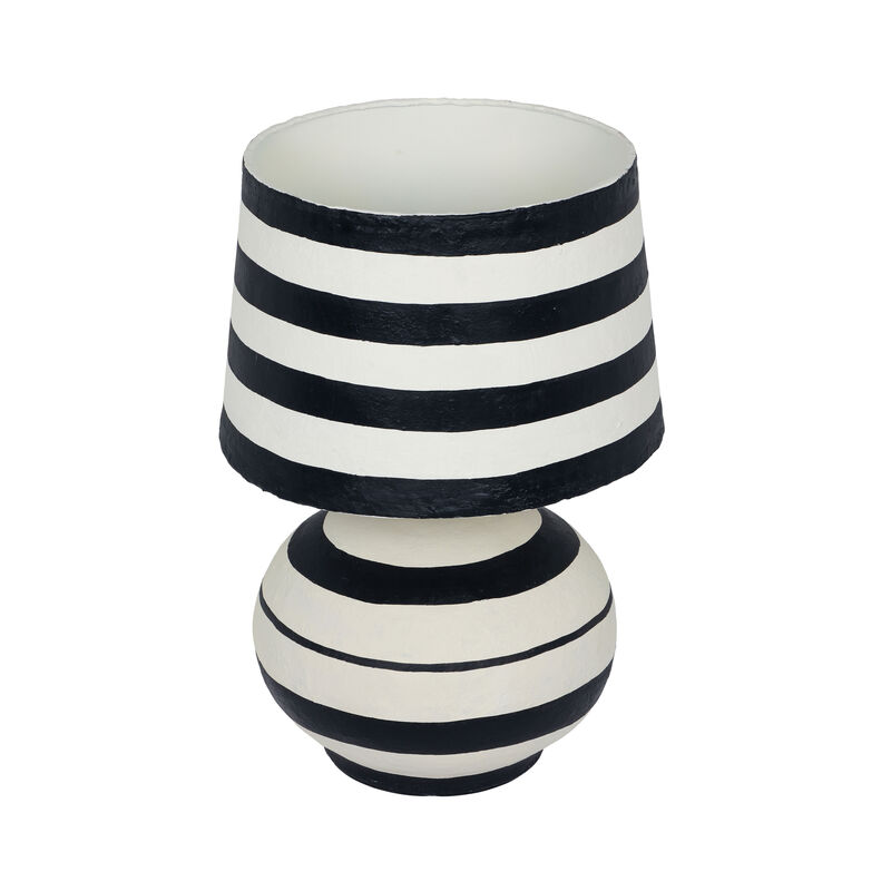Positano Blue Striped Papier Mache Table Lamp image number 2