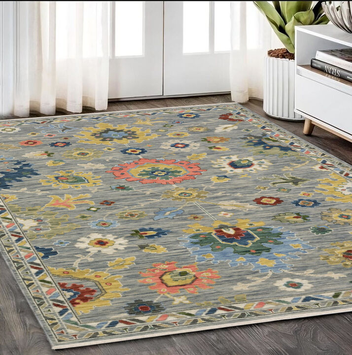 HomeRoots Oriental Area Rug With Fringe