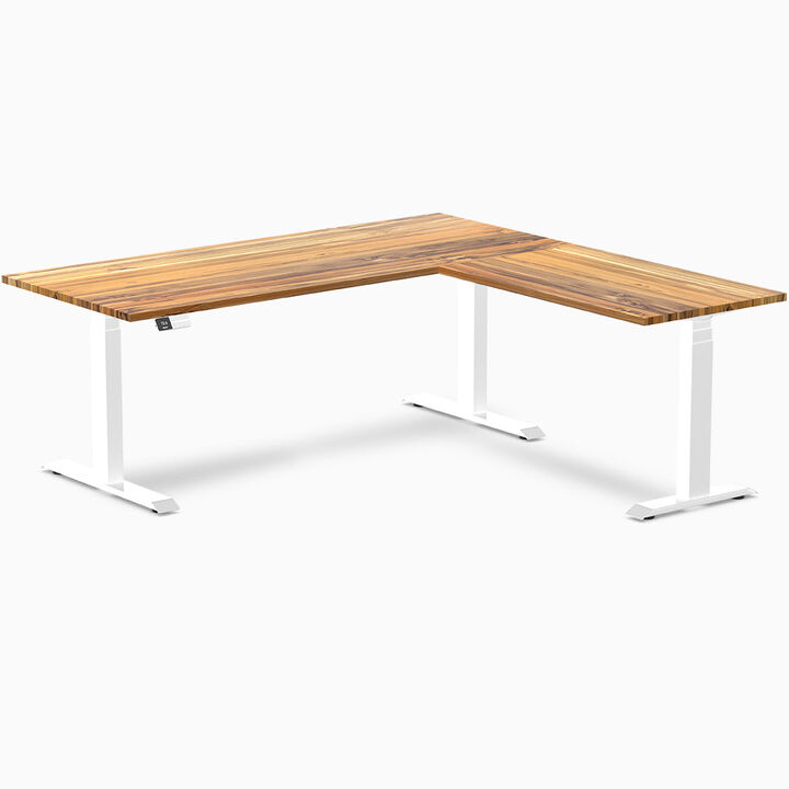 Desky Hardwood L-Shape Sit Stand Desk