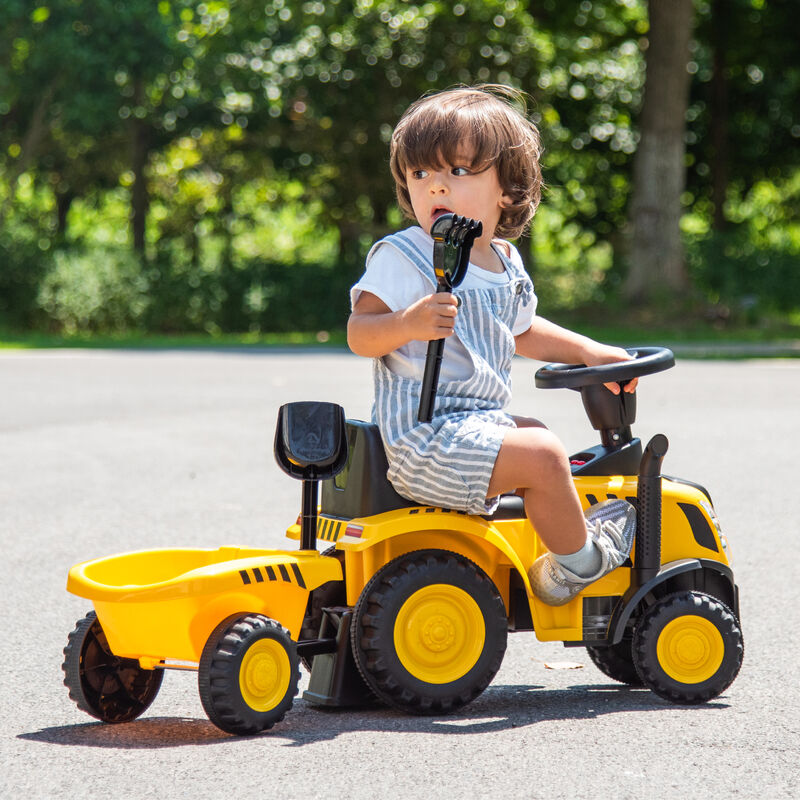 Kids Pedal Ride On Tractor with Detachable Trailer for Outdoor Play image number 3