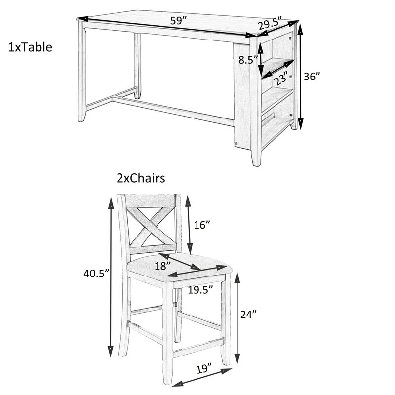 Merax 5 Pieces Counter Height Rustic Dining Table Set