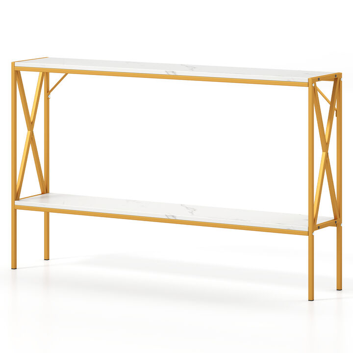 Compact Narrow Console Table with 2-Tier Storage – Entryway or Living Room Furniture