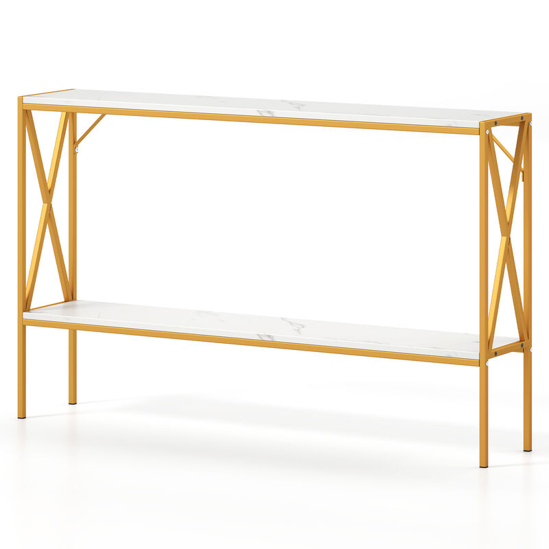 Compact Narrow Console Table with 2-Tier Storage – Entryway or Living Room Furniture